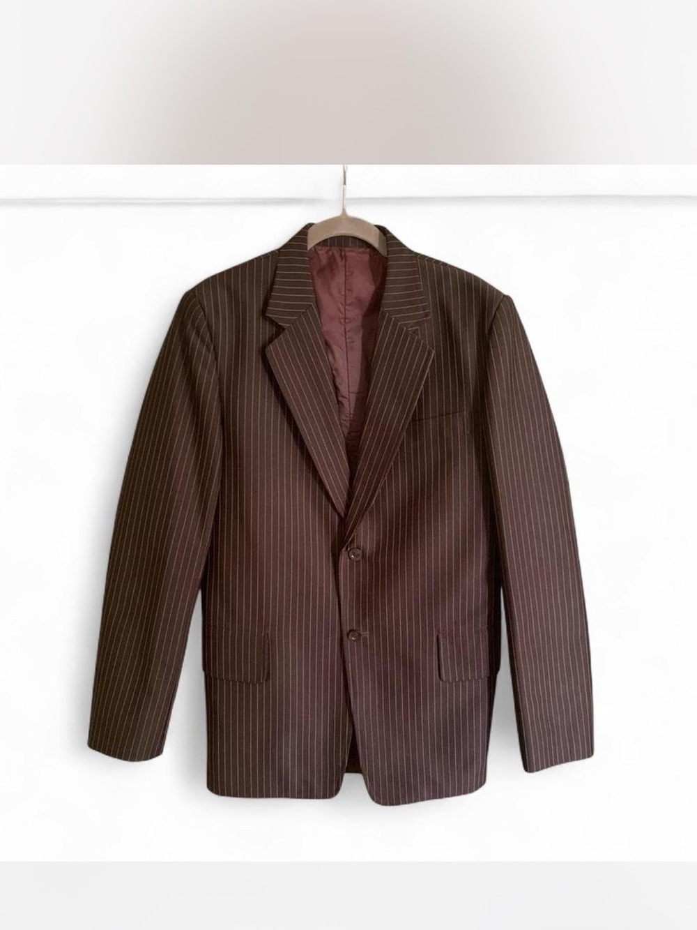 Men’s Vintage 60’s-70’s Classic Custom Fit Korean Brown Pinstripe Blazer M38R